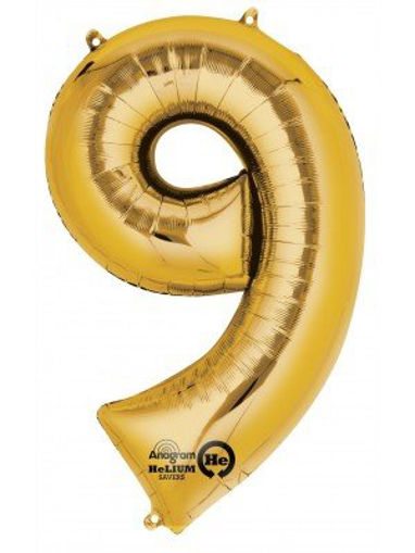 Picture of FOIL BALLOON NUMBER 9 GOLD 16 INCH
